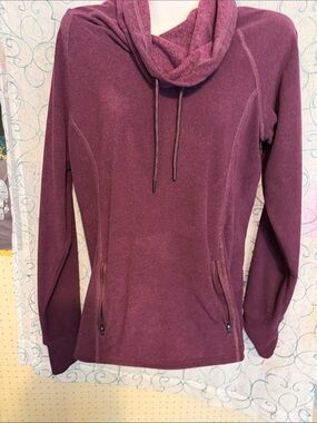 Women’s Cowl Neck Fleece Pullover Sweater - Burgundy